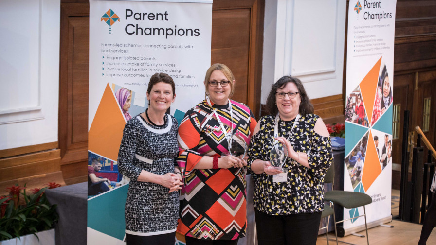 Parent Champions Lisa Cassidy and Marie Mcleod from Parent Champions Tower Hamlets were joint winners for the Volunteer of the year 2018 award