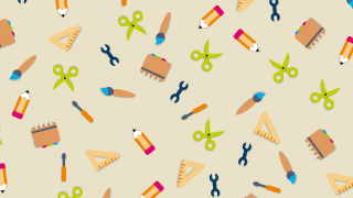 A pattern of colourful stationary icons