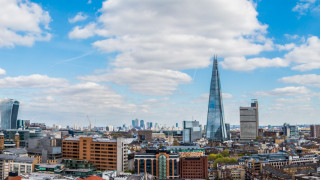 A view of the Shard building in London on a sunny day